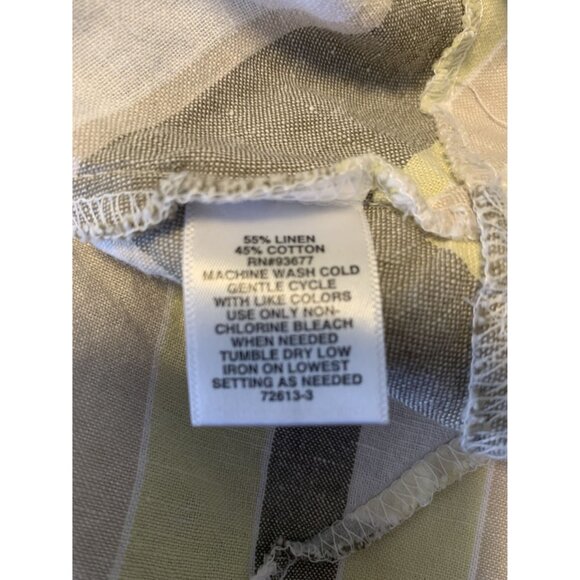 Liz Claiborne Linen Strip Coastal Grandma Midi Dress Size L Chevron - Picture 7 of 8